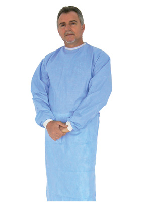 DISPOSABLE SURGICAL SPECIALISTIC GOWN - light blue - sterile - L