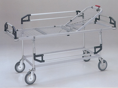 PROFESSIONAL PATIENT TROLLEY - with raising back-rest and side rails
