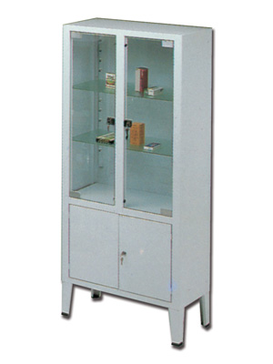 CABINET - 4 doors - 3 shelves - tempered glass