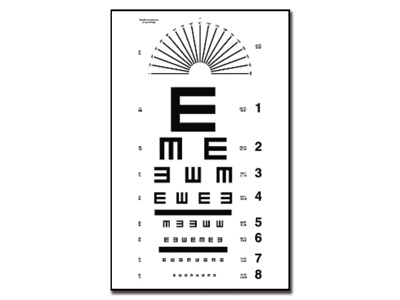 Gima - Snellen Optometric Chart, Colour Bar Chart with Red and Green Bar, Dimension 23 x 35.5 cm, Distance 6.1 M